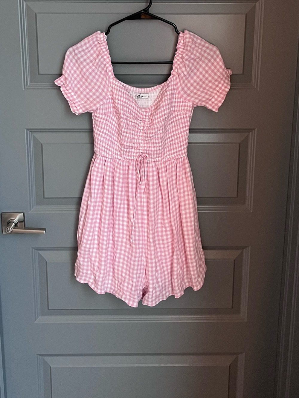Hollister Pink Gingham Short Sleeve Romper